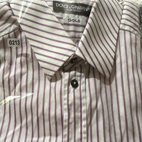 Dolce & Gabbana Men's Purple and White Striped Shirt 15.5 39 Italian - Picture 8 of 8